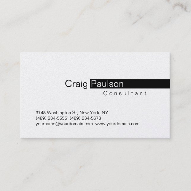 Stilvolle Trendy Black Stripe White Business Card Visitenkarte (Vorderseite)