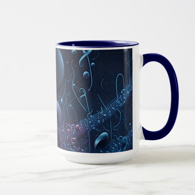 Stilvolle trendy Blue Musical Notes Tasse (Rechts)