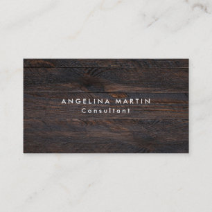 Stilvolle Trendy Dark Brown Wood Texture Modern Visitenkarte
