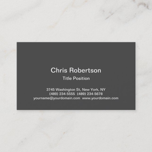 Stilvolle Trendy Gray Charming Business Card Visitenkarte (Vorderseite)