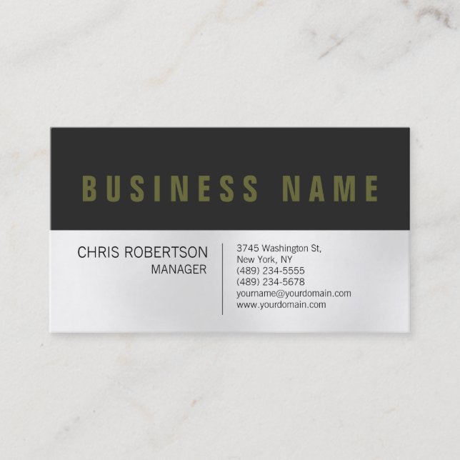 Stilvolle Trendy Gray Light Business Card Visitenkarte (Vorderseite)