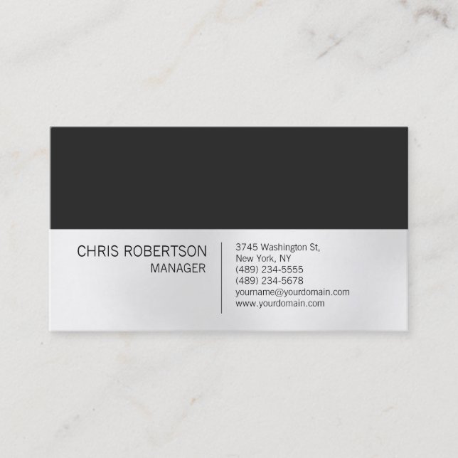 Stilvolle Trendy Gray Light White Business Card Visitenkarte (Vorderseite)