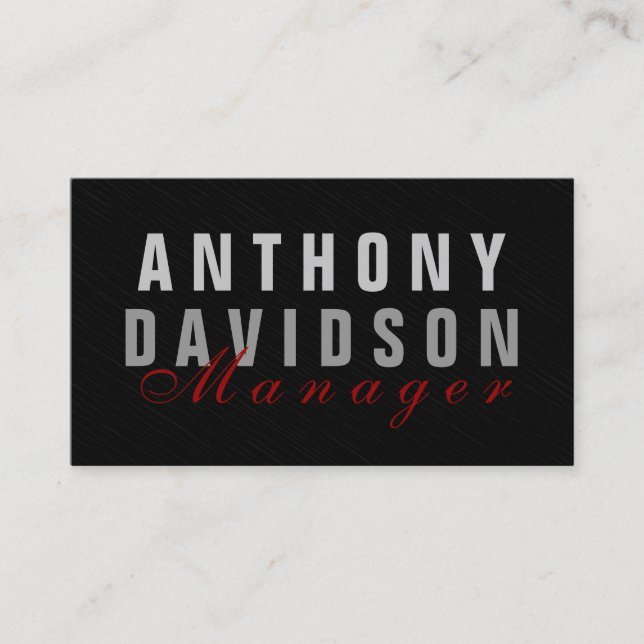 Stilvolle Trendy Gray Red Manager Business Card Visitenkarte (Vorderseite)