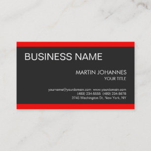 Stilvolle Trendy Red Dark Gray Business Card Visitenkarte