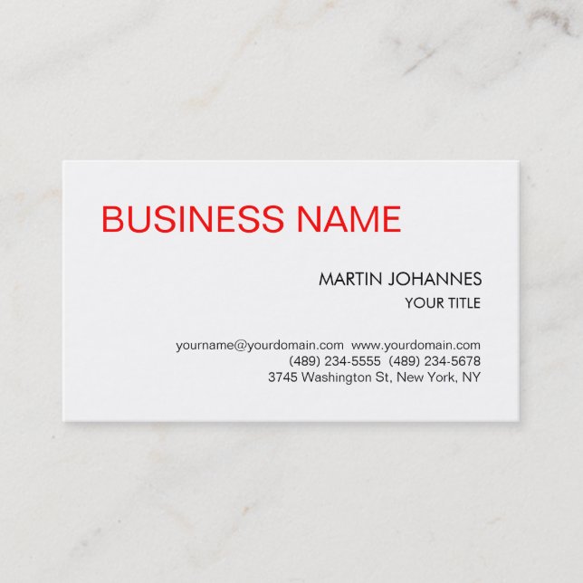Stilvolle Trendy Red Schwarz-weiß Business Card Visitenkarte (Vorderseite)