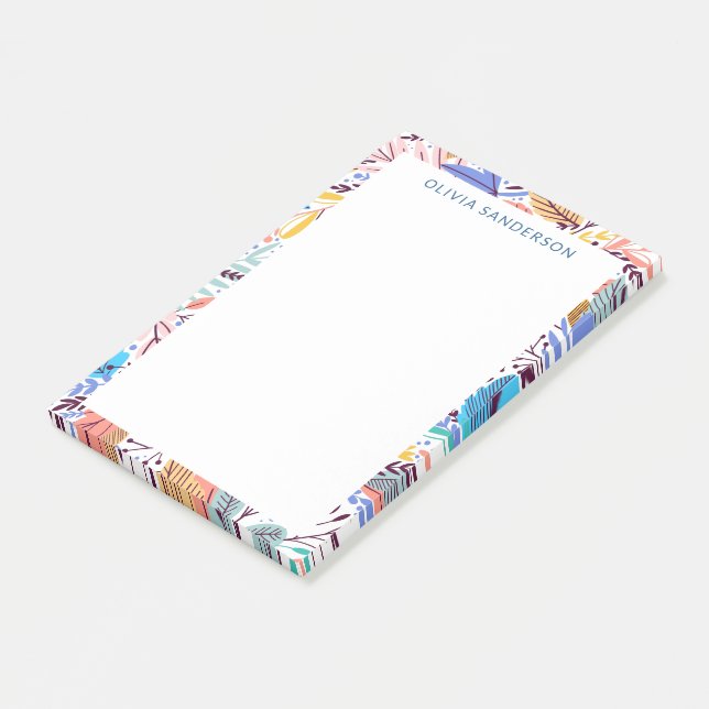 Stilvolle Tropenflorrahmen Personalisierter Name Post-it Klebezettel (angewinkelt)