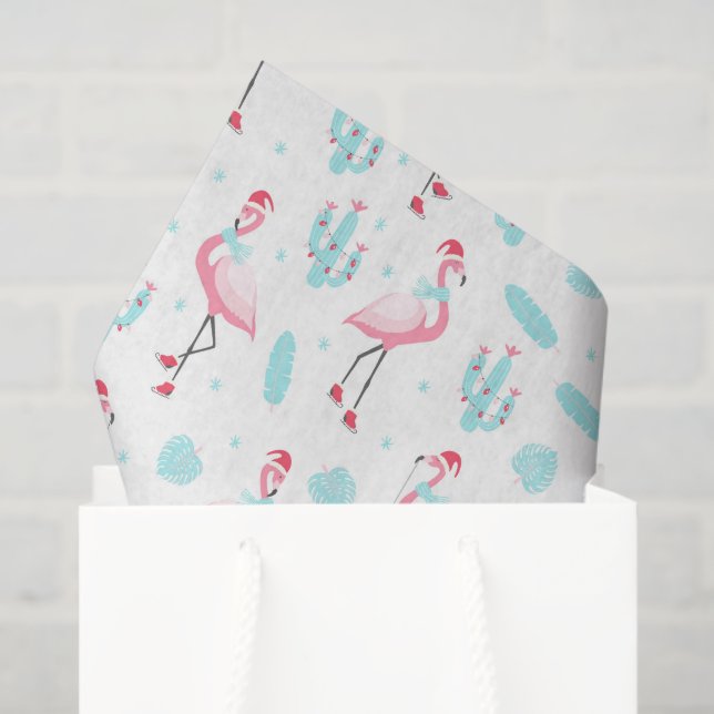 Stilvolle Tropical Christmas Pink Flamingo Girly Seidenpapier (Geschenktüte)