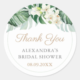 Stilvolle Tropical Foliage Polterabend Gefallen Runder Aufkleber