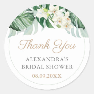 Stilvolle Tropical Foliage Polterabend Gefallen Runder Aufkleber