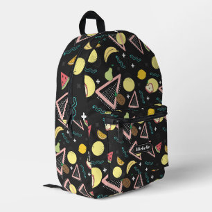 Stilvolle Tropical Summer Fruit Lemon Black Bedruckter Rucksack
