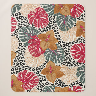 Stilvolle tropische Walddrucke auf Leopard Sherpadecke
