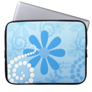 Stilvolle türkisblaue Flora Retro Daisy Blume Laptopschutzhülle