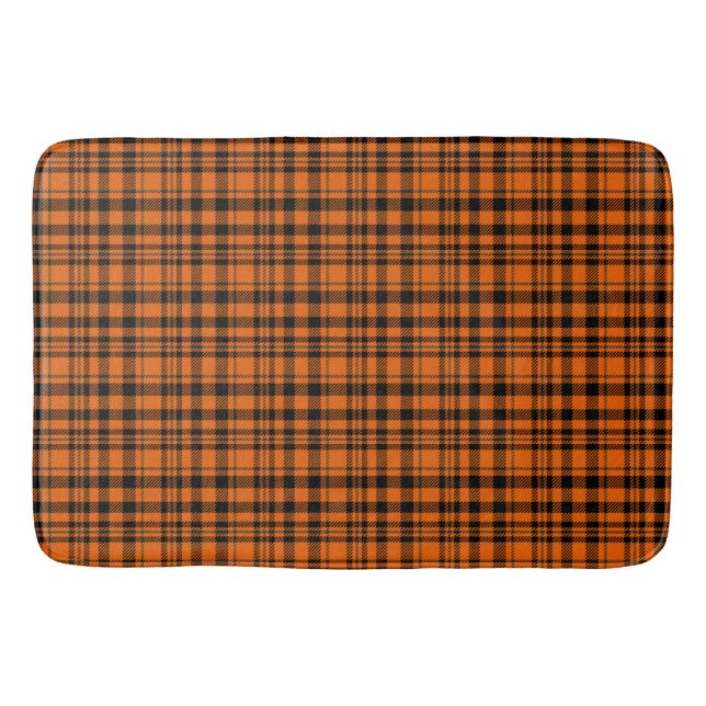 Stilvolle Twill Kariert Orange Black Design Muster Badematte (Vorderseite)