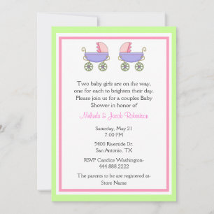 Stilvolle Twin Girls Couples Kinderdusche Einladun Einladung