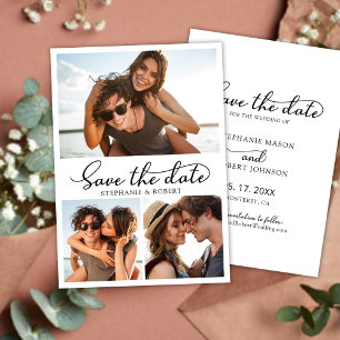 Stilvolle Typografie 3 Foto Collage Wedding Save The Date