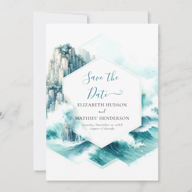 Stilvolle Typografie-Hochzeit Save The Date (Vorderseite)