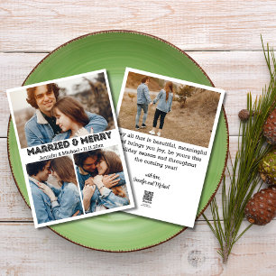 stilvolle Typografie verheiratet&merry 4 Fotos Col Feiertagskarte