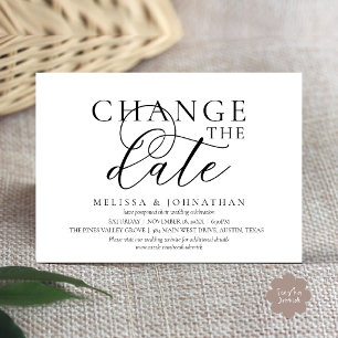 Stilvolle typografische Hochzeit verschieben Datum Einladung