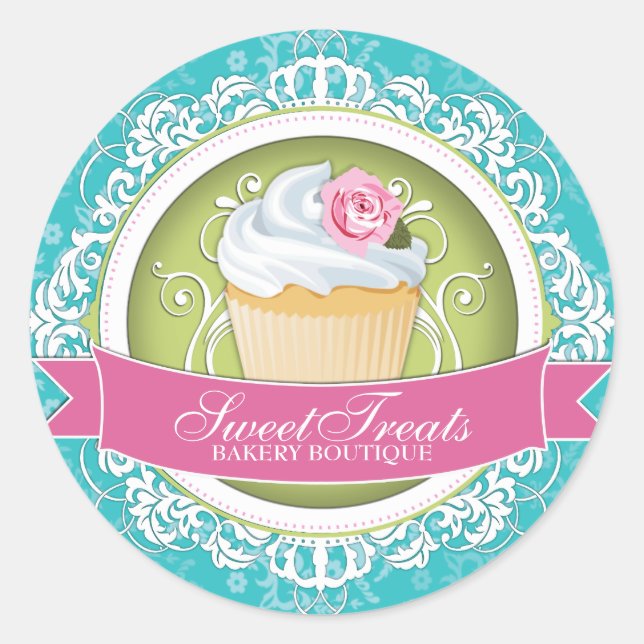 Stilvolle und elegante Cupcake Box Stickers (Vorderseite)