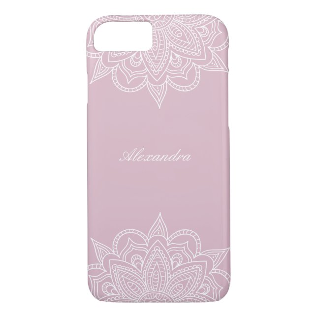 Stilvolle und elegante Rose Rosa & Weiß Mandala La Case-Mate iPhone Hülle (Rückseite)