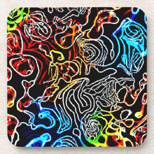 Stilvolle und farbenfrohe Neonmuster Form Getränkeuntersetzer (Vorderseite)