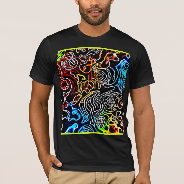 Stilvolle und farbenfrohe Neonmuster Form T-Shirt (Vorderseite)