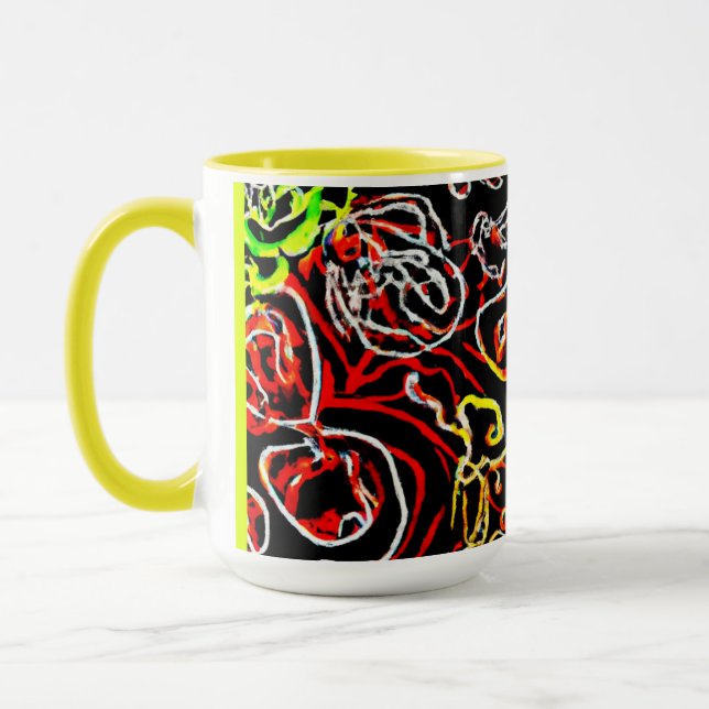 Stilvolle und farbenfrohe Neonmuster Form Tasse (Links)