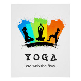 Stilvolle und farbenfrohe Pilates YOGA-Übung Poster