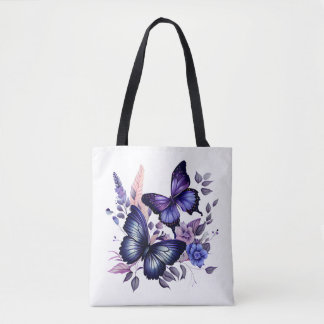 Stilvolle und geräumige Lila Butterfly Tote Bag