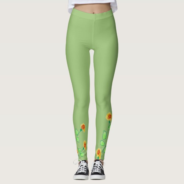 Stilvolle und moderne grüne Leggings (Vorderseite)