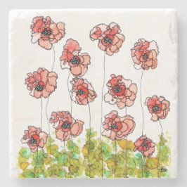 Stilvolle und Whimsical Red Poppy Blume Untersetze Steinuntersetzer