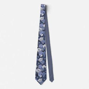 Stilvolle ungewöhnliche Blue Gray Polka Dot Blume Krawatte