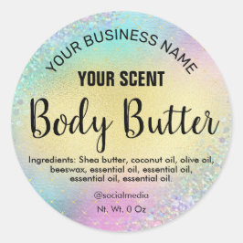 Stilvolle, unicorn farbige Glitzer Body Butter Lab Runder Aufkleber