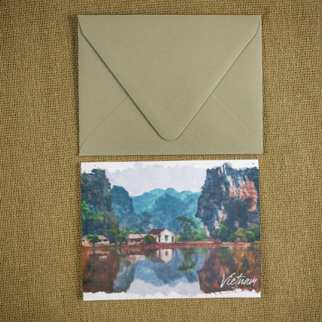 Stilvolle Vietnam Asia Landschaft Reise Postkarte (vietnam asia travel postcard)