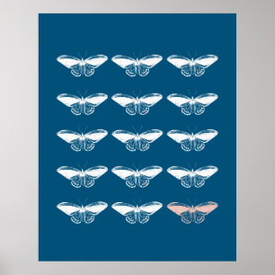 Stilvolle Vintag Blue Butterfly Illustration Poster