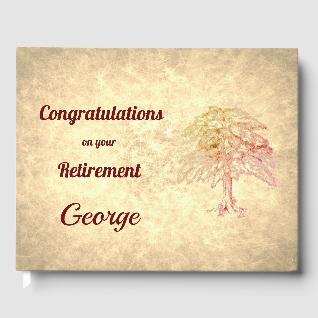 Stilvolle Vintage Baum Stil personalisierte Pensio Gästebuch (Vorderseite)