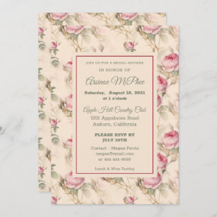 Stilvolle Vintage Blumendusche Einladung