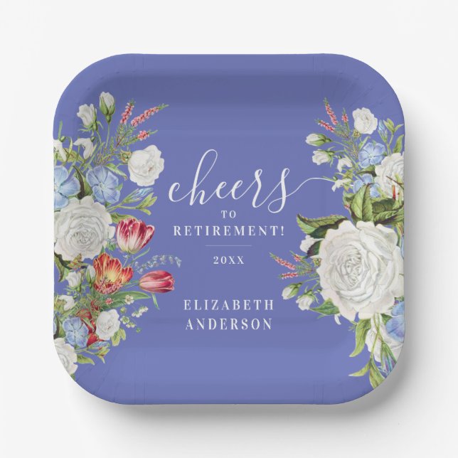 Stilvolle Vintage Feminine Pastel Lavender Blume Pappteller (Vorderseite)