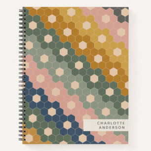 Stilvolle Vintage geometrische Hexagons Personalis Notizbuch