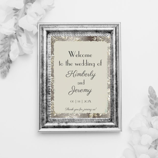 Stilvolle Vintage Pewter Wedding Willkommen Poster (Von Creator hochgeladen)