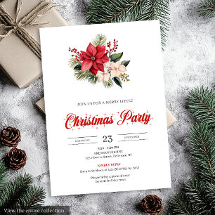 Stilvolle Wasserfarbe-Poinsettie-Blumen-Weihnachte Einladung