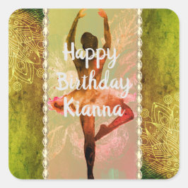 Stilvolle Watercolor Ballerina Quadratischer Aufkleber