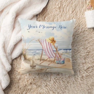 Stilvolle Watercolor Beach Ocean Sand Personalize Kissen
