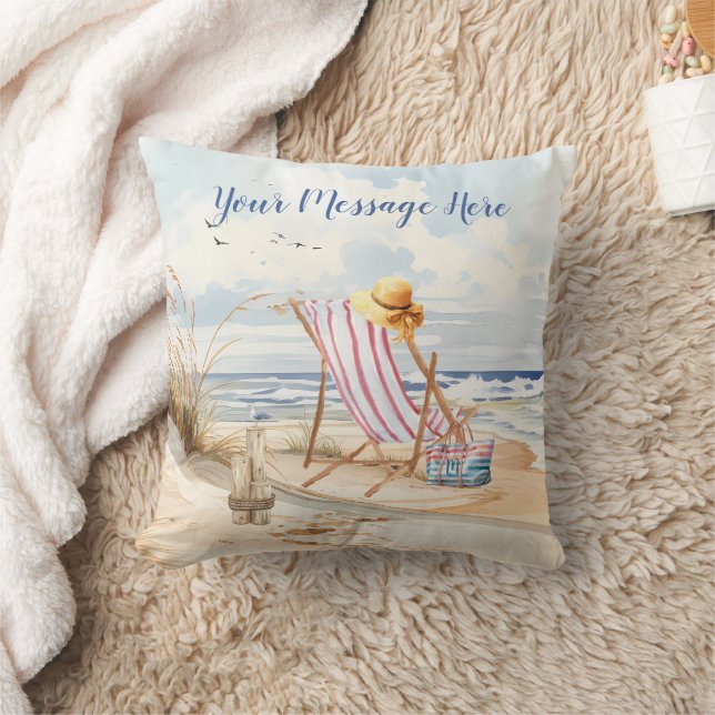 Stilvolle Watercolor Beach Ocean Sand Personalize Kissen (Decke)