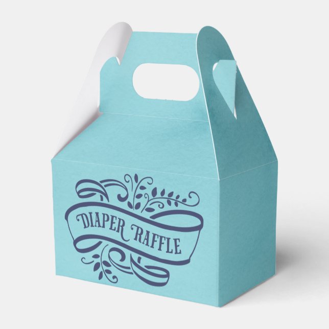 Stilvolle Watercolor Blue Baby Dusche Windelwanne  Geschenkschachtel (Rückseite)