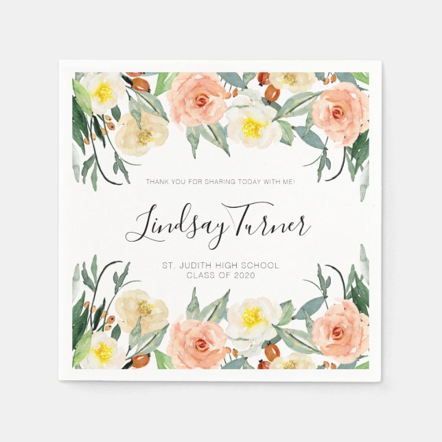 Stilvolle Watercolor Blume Abschluss Serviette (Vorderseite)