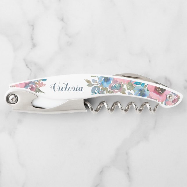 Stilvolle Watercolor Boho Floral Bridesmaid Gefall Kellnermesser (Vorderseite)