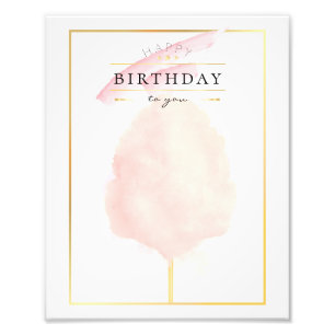 Stilvolle Watercolor Cotton Candy Birthday Fotodruck