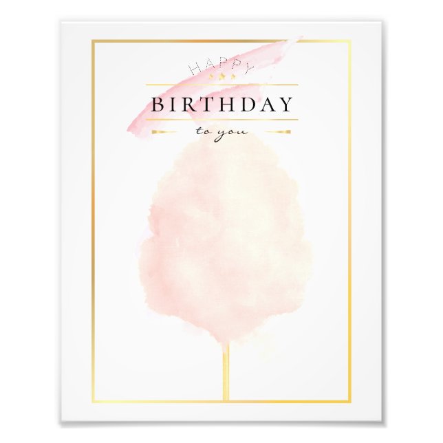 Stilvolle Watercolor Cotton Candy Birthday Fotodruck (Vorne)