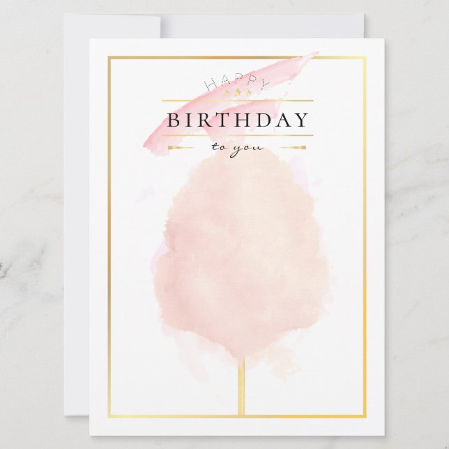 Stilvolle Watercolor Cotton Candy Birthday Postcar Karte (Vorderseite)